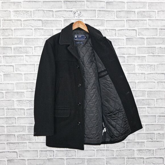 J.Crew Men's Peacoat UNIVERSITY JACKET Black Wool Thinsulate insulations sz S - Picture 1 of 11